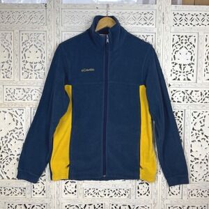 Columbia Yellow & Blue Fleece Jacket Youth XL Outdoors Hiking Sporty Full Zip